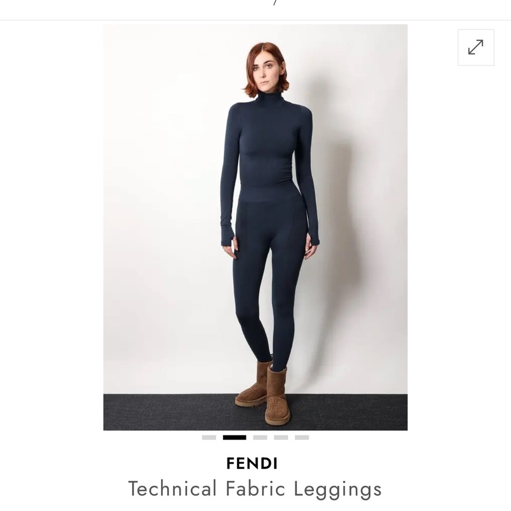 NWT AUTHENTIC Fendi Technical Navy High-Waist Textured LOGO Seamless Leggings